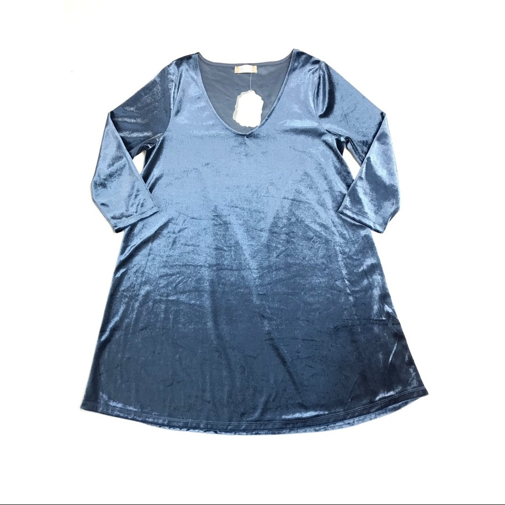 NWT Altar'd State Blue Velvet Velour Swing Dress